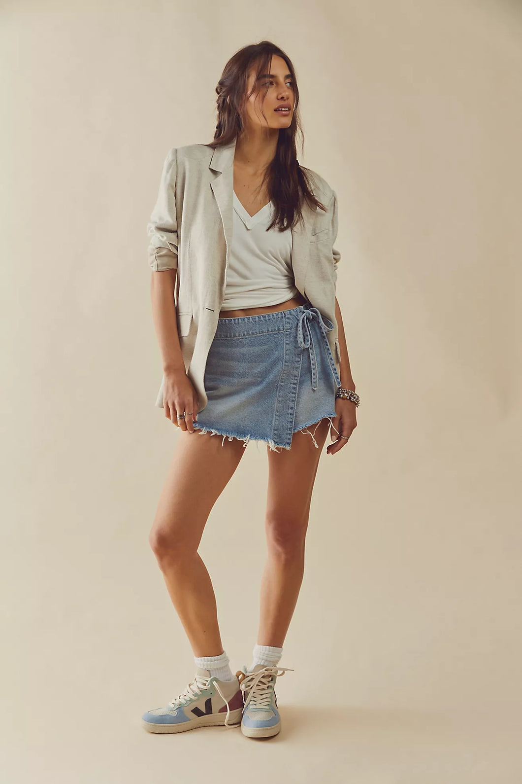 Free People We The Free Emmy Denim Skort/Light Blue Wash