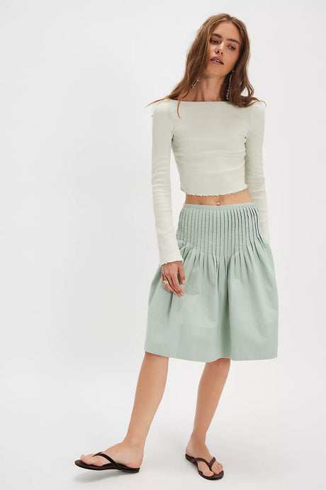 Free People Peyton Pintuck Midi Skirt/Sea Sage