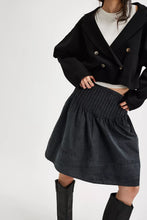 Load image into Gallery viewer, Free People Peyton Pintuck Midi Skirt/Washed Black