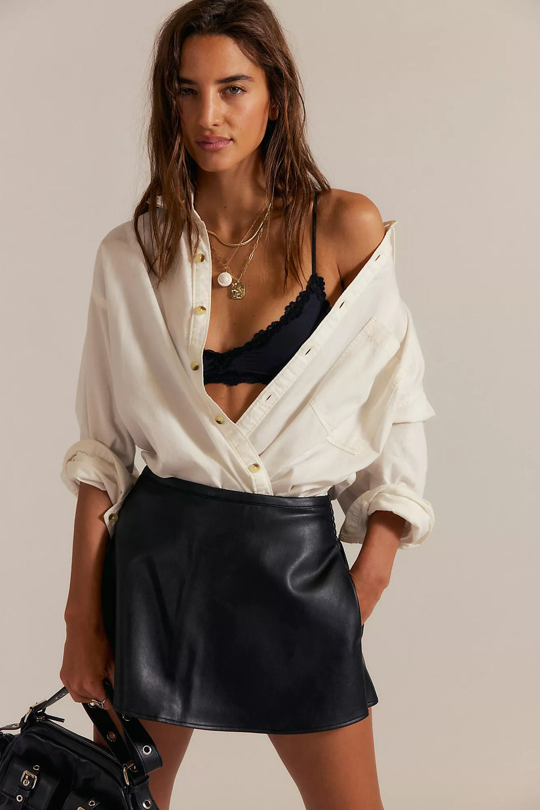 Free People Paradise Found Vegan Skort/Black