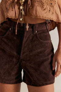 Free People We The Free Tippi Vegan Suede Shorts/Chicory Coffee