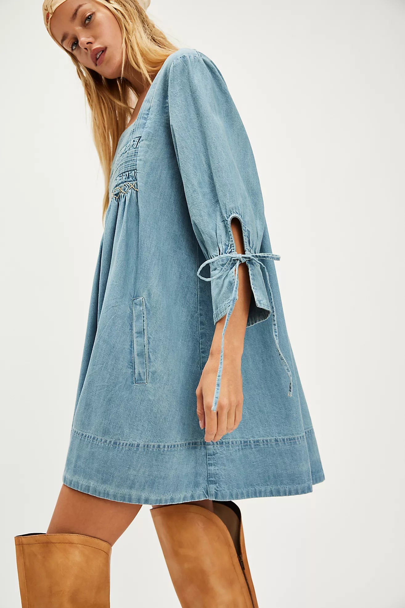 Free People Sonora Denim Mini Dress/Cornflower – Thecottageboutique Free People Sonora Denim Mini Dress/Cornflower – Thecottageboutique