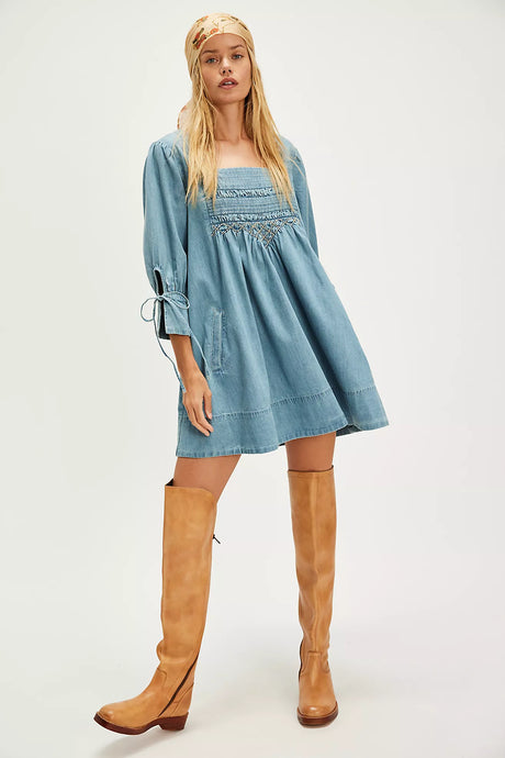 Free People Sonora Denim Mini Dress/Cornflower
