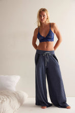 Load image into Gallery viewer, Free People Wait A Minute Wide-Leg Lounge Pants/Navy Heather Combo