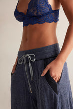 Load image into Gallery viewer, Free People Wait A Minute Wide-Leg Lounge Pants/Navy Heather Combo