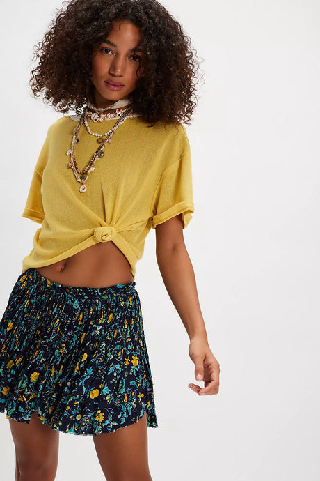 Free People FP One Third Charm Printed Mini Skirt/Navy Conbo