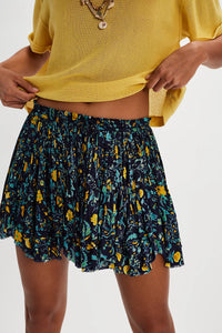 Free People FP One Third Charm Printed Mini Skirt/Navy Conbo