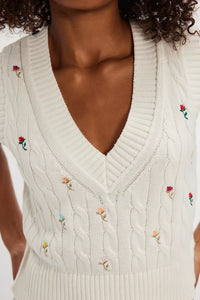 Free People Plumeria Floral Vest/Optic White Combo
