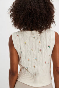 Free People Plumeria Floral Vest/Optic White Combo