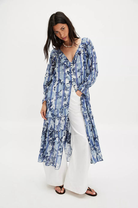 Free People Garden Wonders Maxi Dress/Blue Combo