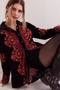 Free People We The Free One Night Velvet Top /Night Owl Combo