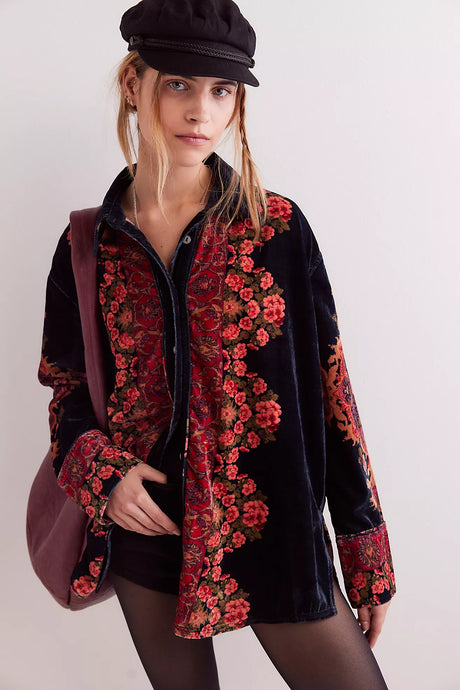 Free People We The Free One Night Velvet Top /Night Owl Combo