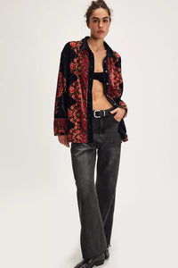 Free People We The Free One Night Velvet Top /Night Owl Combo