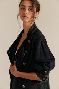 Free People We The Free Imogene Denim Officer Jacket/Black