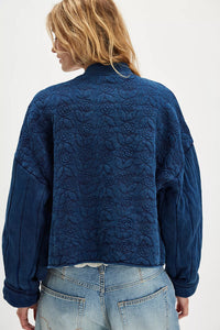 Free People Rose Zip-Up Sweatshirt/Indigo