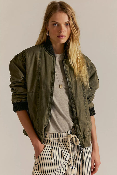 Free People We The Free Jax Washed Bomber/Olive