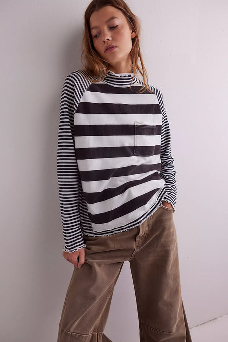 Free People We The Free Punk Playful Tee/Black&White Combo