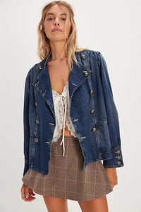 Free People We The Free Imogene Denim Officer Jacket /Ensign Wash