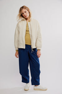 Free People We The Free Jax Washed Bomber/Almond Flour