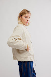 Free People We The Free Jax Washed Bomber/Almond Flour