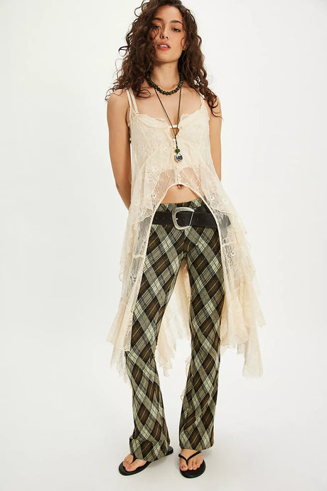 Free People Chloe Knit Pants/Olive Combo