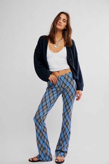 Free People Chloe Knit Pants/Periwinkle Combo