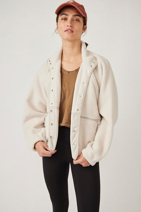 Free People Hit The Slopes Fleece Jacket/Muted Beige