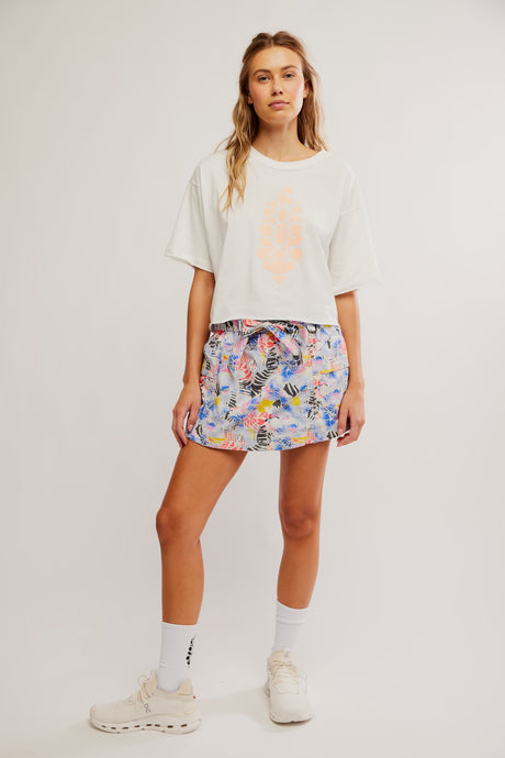 Free People Inspire Buti Logo Tee/White Pastel Peach Combo