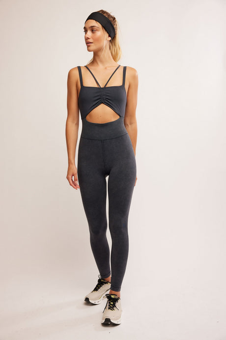 Free People Good Karma Cutout Onesie/Black