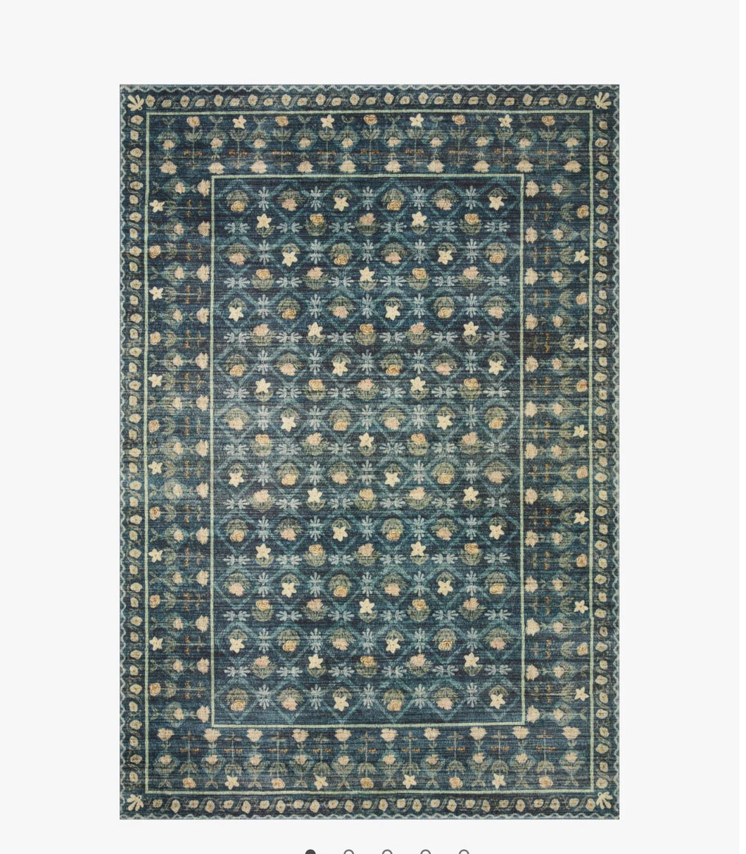 Rifle Paper X Loloi Rugs Eden Collection Lattice Indigo  Power Loomed Rug