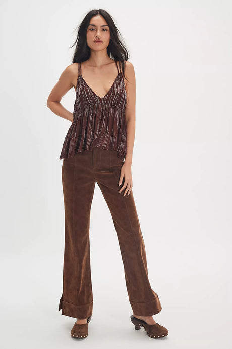 Free People We The Free Glow Up Vegan Suede Pants/Shaved Chocolate