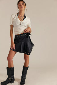 Free People We The Free Cassis Vegan Leather Wrap Skirt/Black