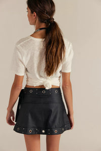 Free People We The Free Cassis Vegan Leather Wrap Skirt/Black