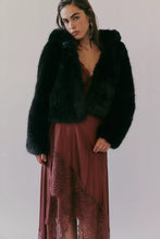 Load image into Gallery viewer, Free People Louder Please Hooded Faux Fur Jacket/Black