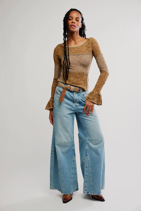 Free People Lace Layering Long Sleeve/Dutch Cocoa