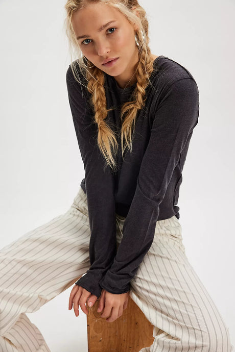 Free People We The Free Nova Long-Sleeve Tee/Black