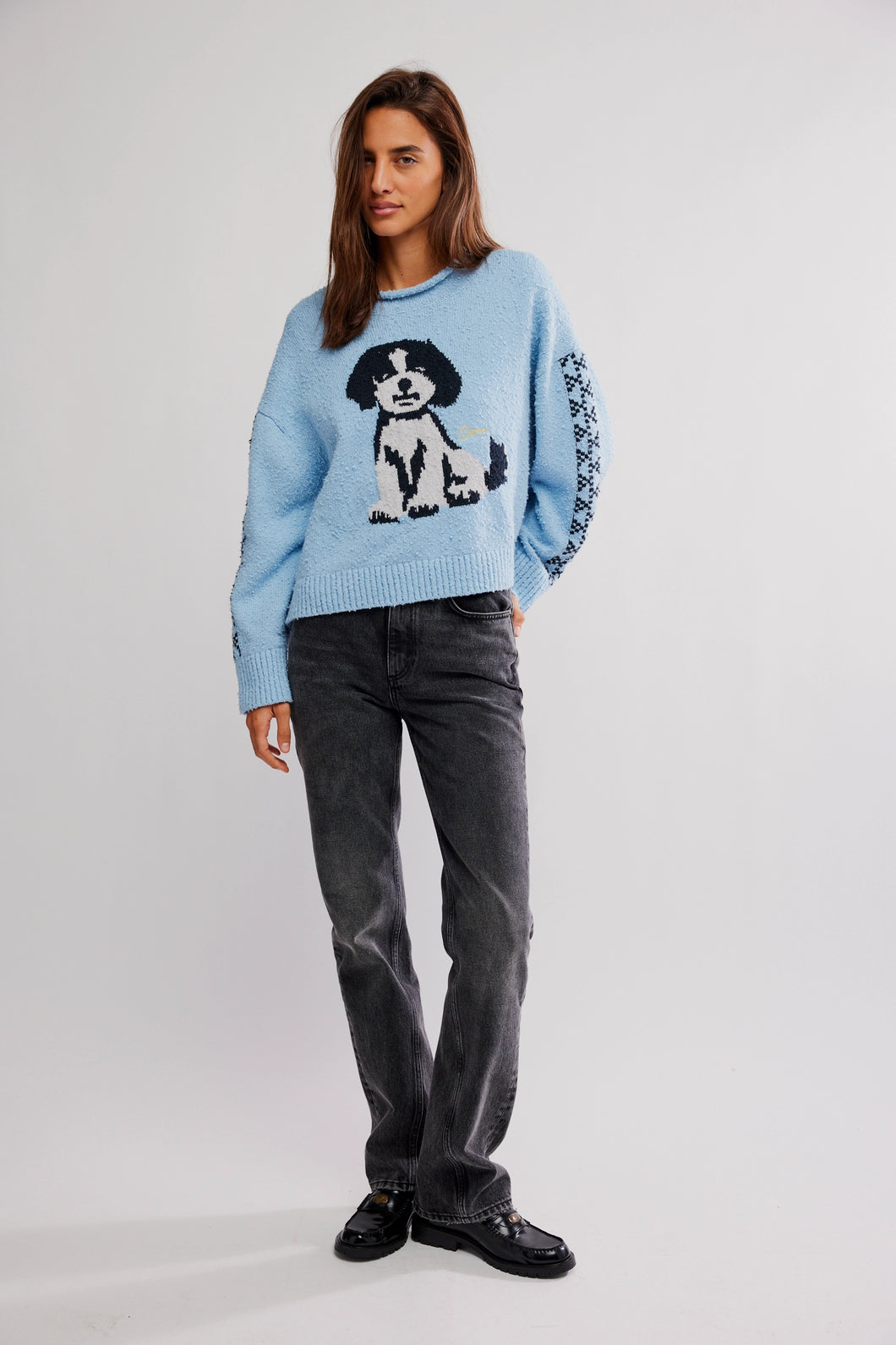 Free People Story Book Sweater/Clear Skies Combo