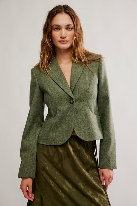 Free People Whip Smart Blazer/Forest Green