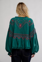 Load image into Gallery viewer, Free People Holly Long Sleeve Knit Top/Green Combo