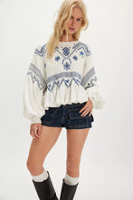 Load image into Gallery viewer, Free People Holly Long Sleeve Knit Top/Eggnog Combo