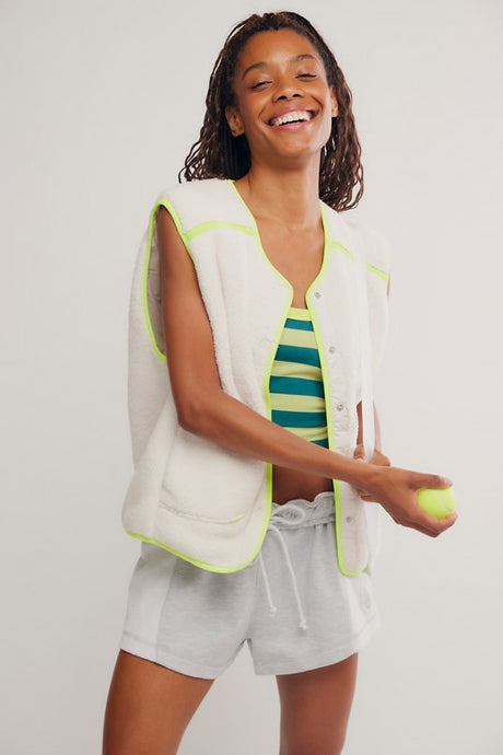 Free People Mountain High Fleece Vest/ivory