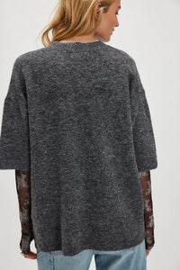 Free People Margot Sweater Tee/Charcoal Heather