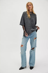 Free People Margot Sweater Tee/Charcoal Heather