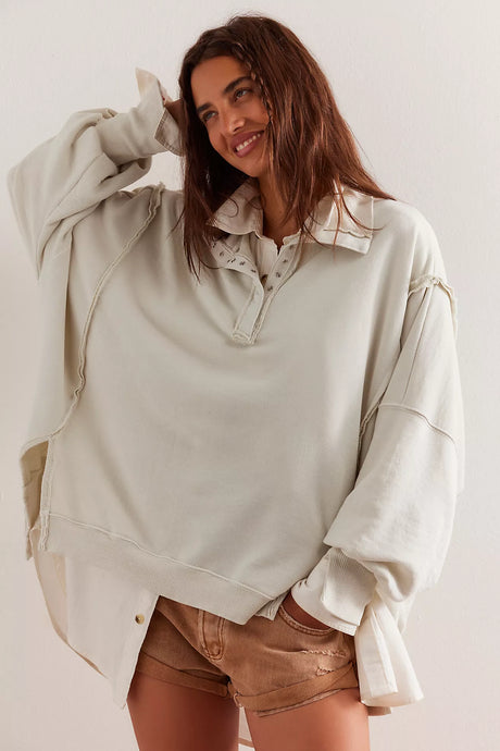 Free People We The Free Camden Henley Sweatshirt/Grey Opal