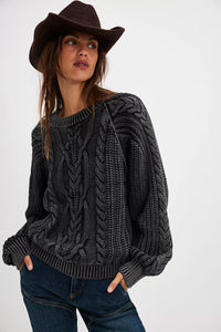 Free People Frankie Cable Sweater/Black