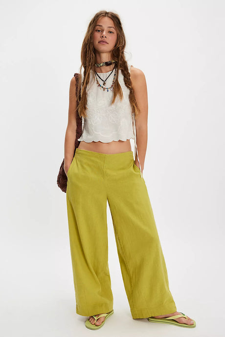 Free People Demi Cotton-Linen Pants/Palma