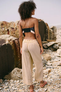Free People Demi Cotton-Linen Pants/Pale Peach