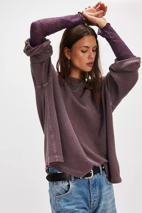 Free People We The Free Dawson Pocket Thermal/  Chocolate Grape