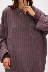 Free People We The Free Dawson Pocket Thermal/  Chocolate Grape