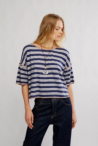 Free People We The Free Clean Rugby Tee/Navy Combo